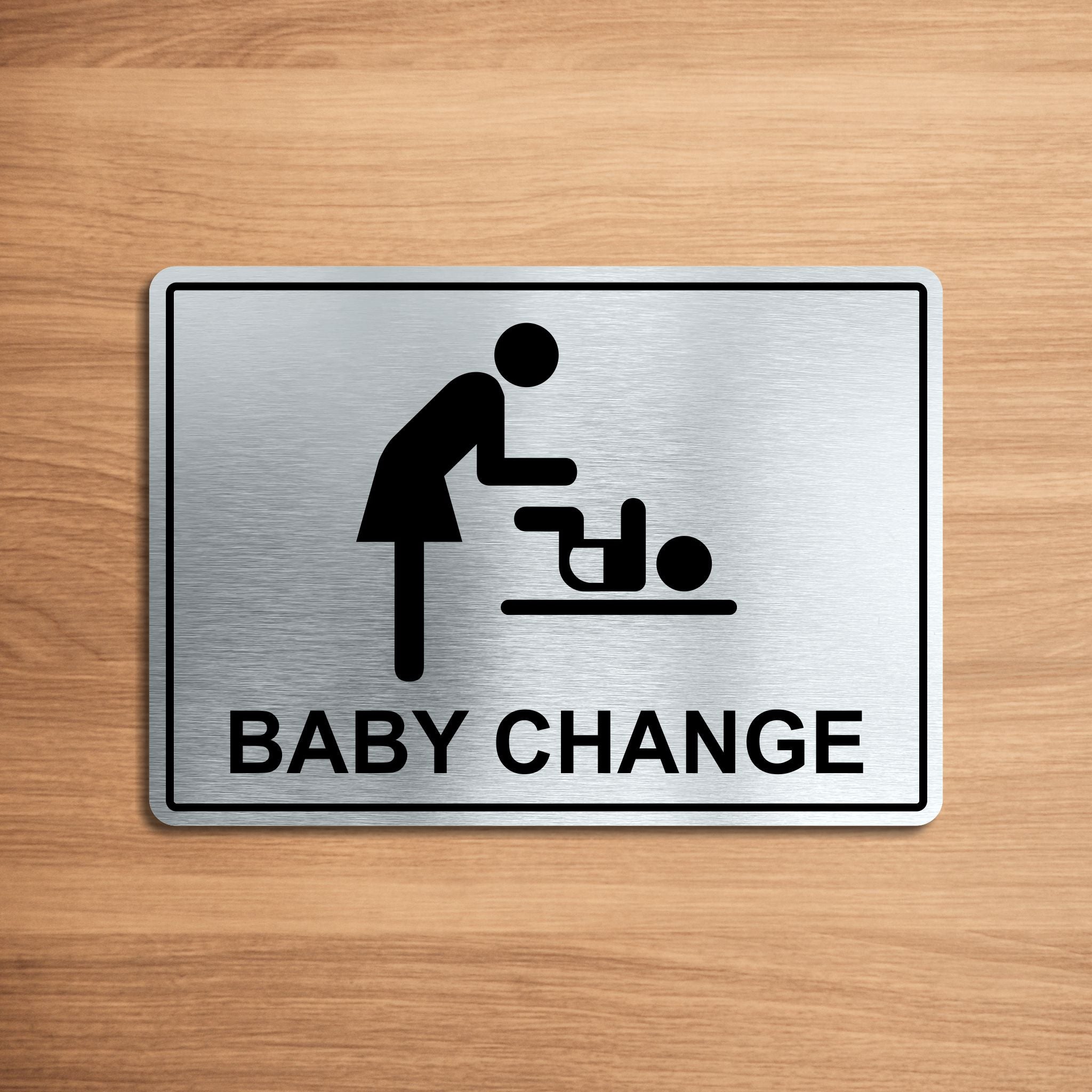 Baby Change Brushed Aluminium Door Sign