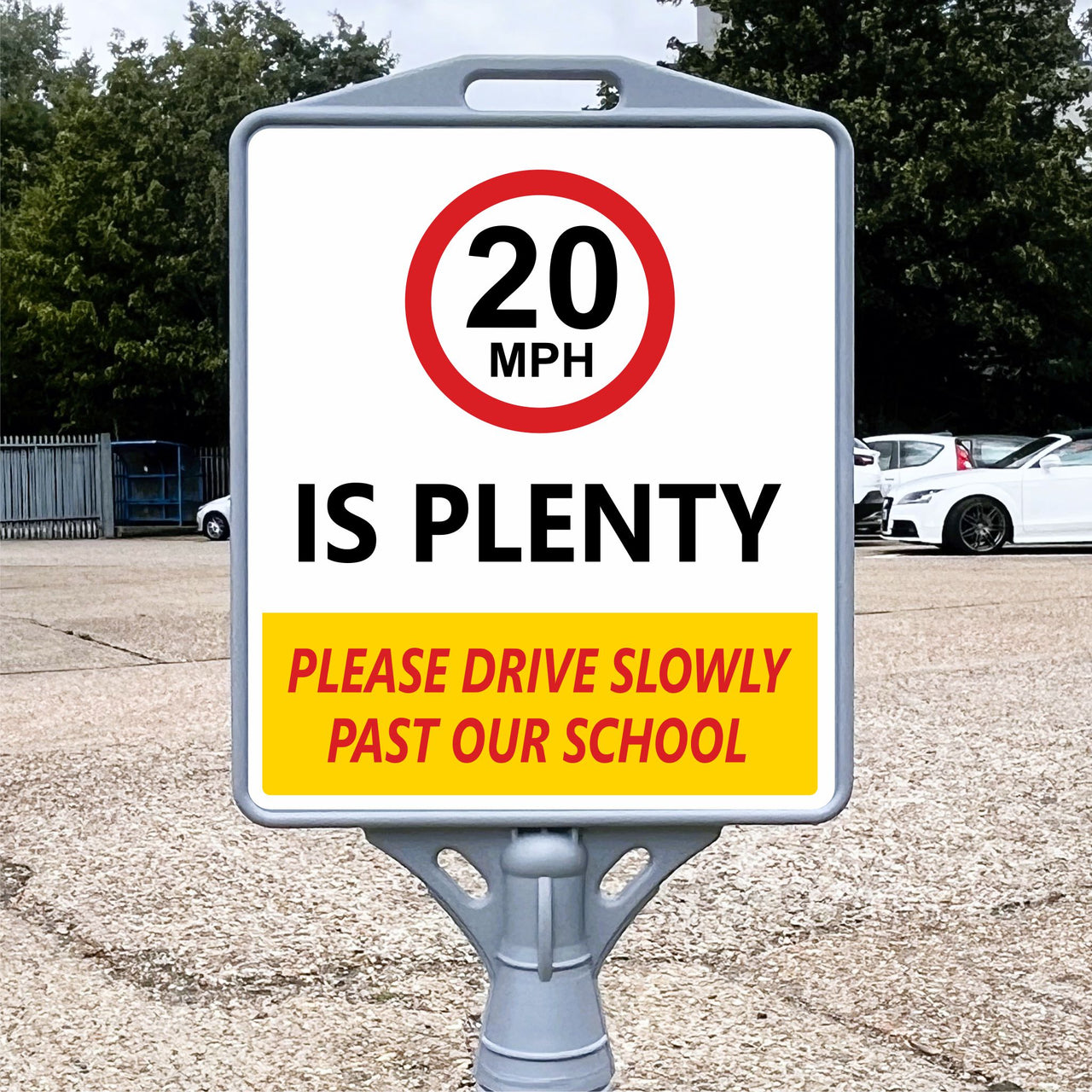 20 is Plenty School Traffic Hazard Freestanding School Sign