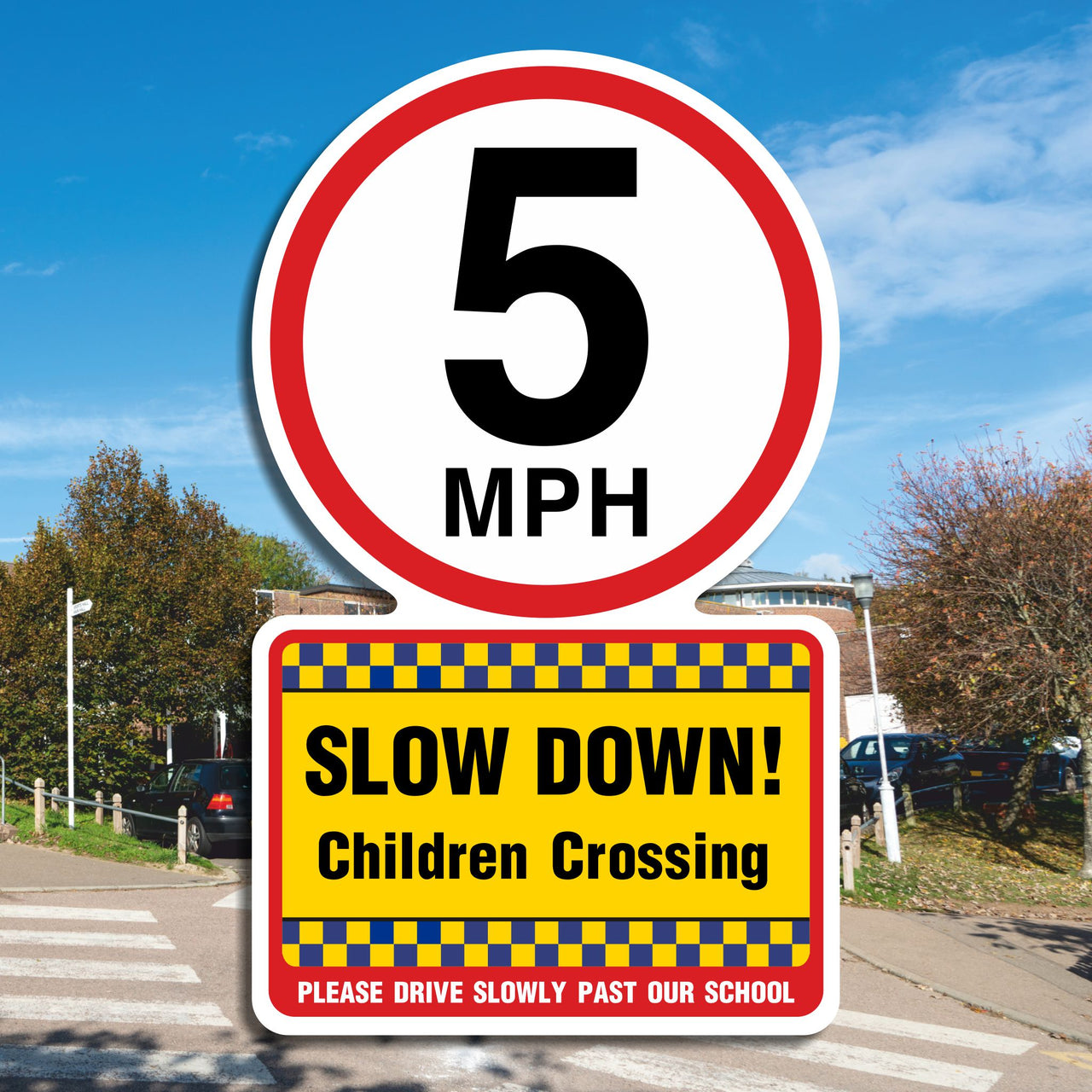 5mph Slow Down Children Crossing Please Drive Slowly Past Our School Sign