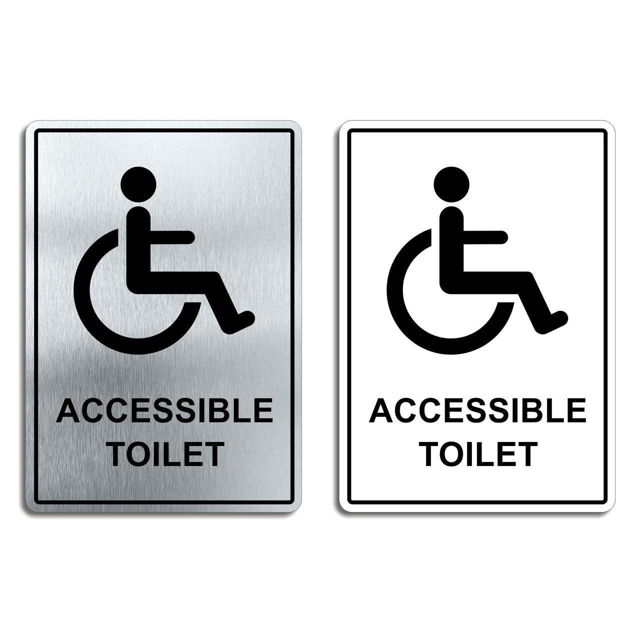 Accessible Brushed Aluminium Toilet Door Sign