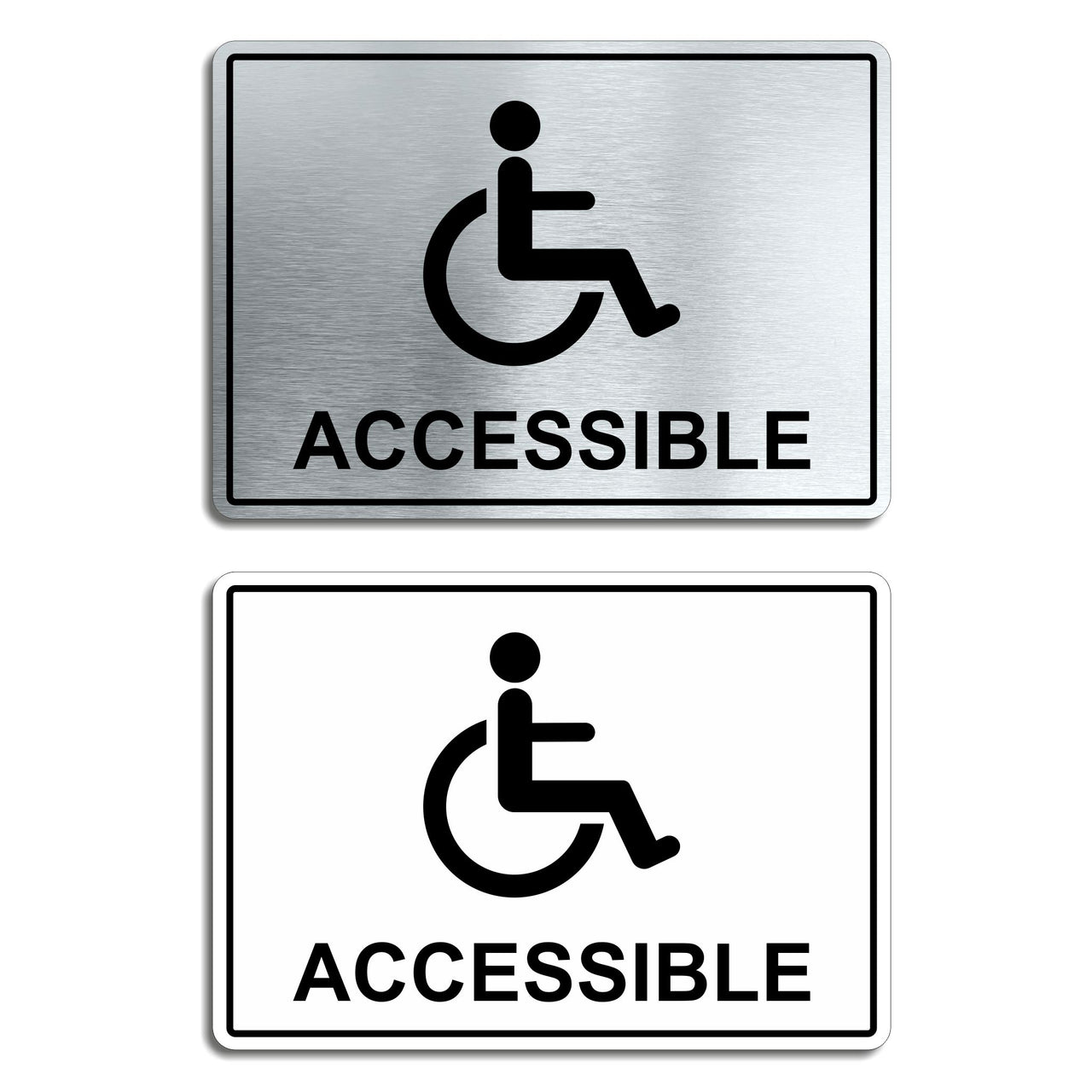 Brushed Aluminium Accessible Toilet Sign