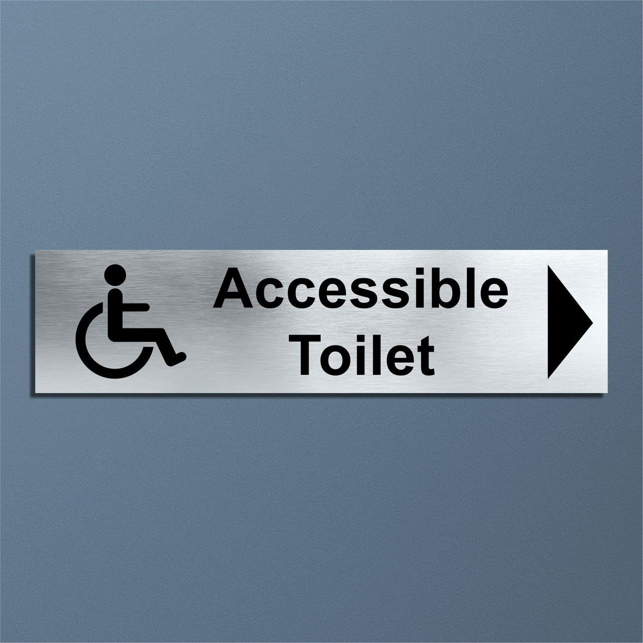 Accessible Toilet Door Sign with a Right Pointing Arrow