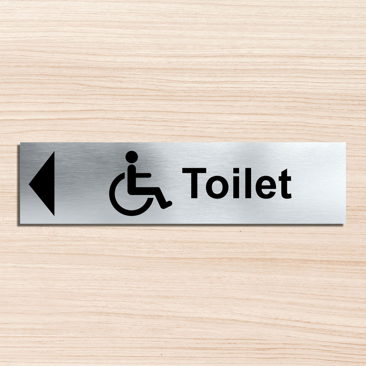 Disabled Toilet Door Sign with a Left Pointing Directional Arrow