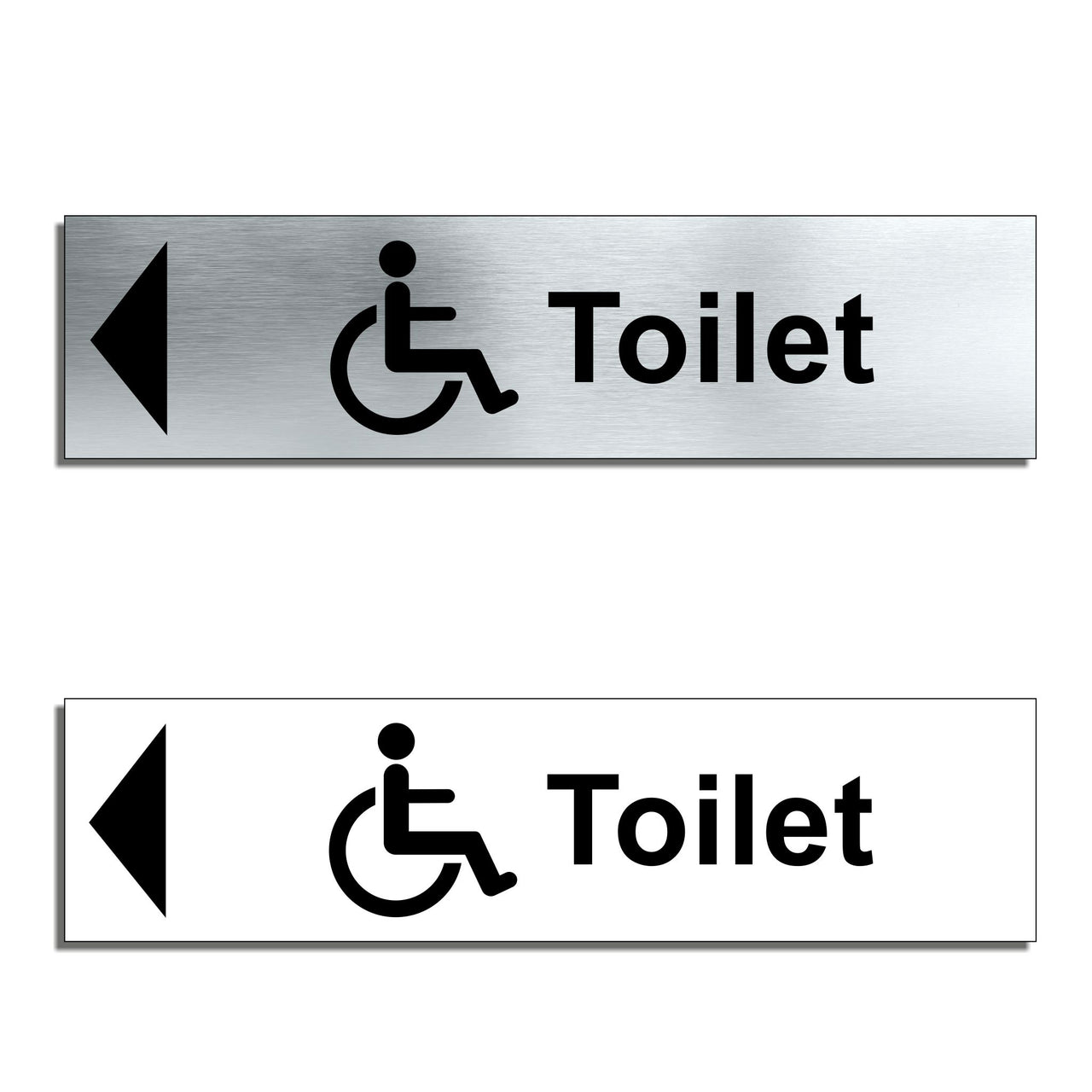 Disabled Toilet Door Sign with a Left Pointing Directional Arrow