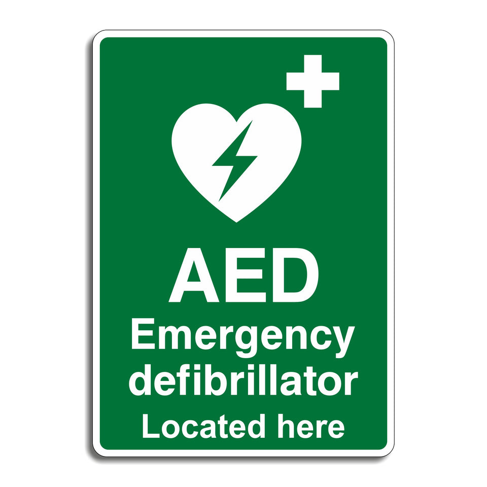 Defribrilator Sign AED Emergency Defibrillator Located Here Sign