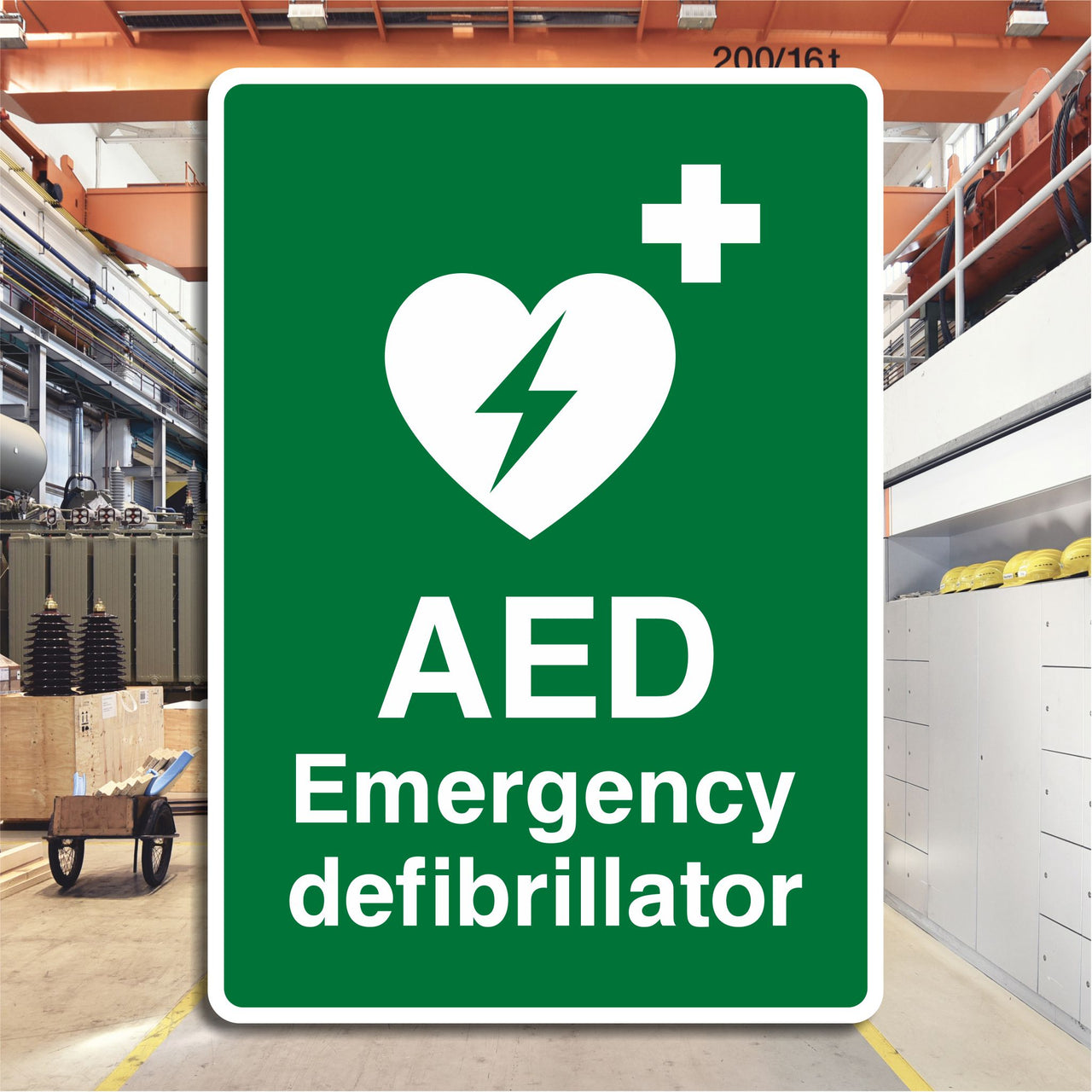 AED Emergency Defibrillator Sign