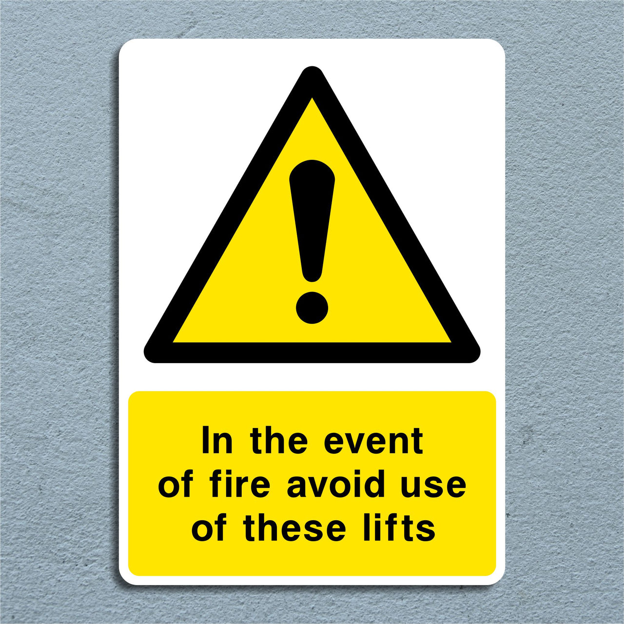 In the Event of Fire Avoid Use of These Lifts Sign