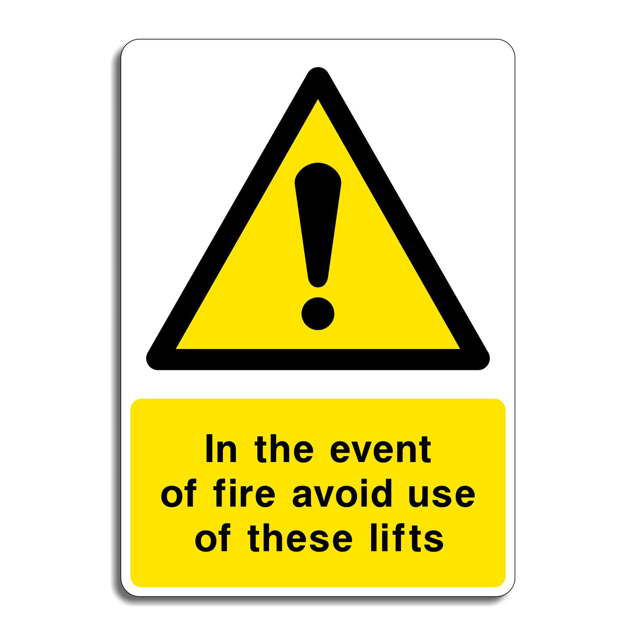 In the Event of Fire Avoid Use of These Lifts Sign
