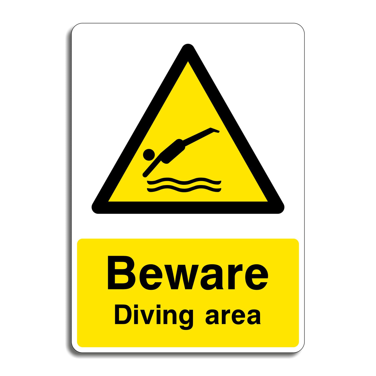 Beware Diving Area Sign