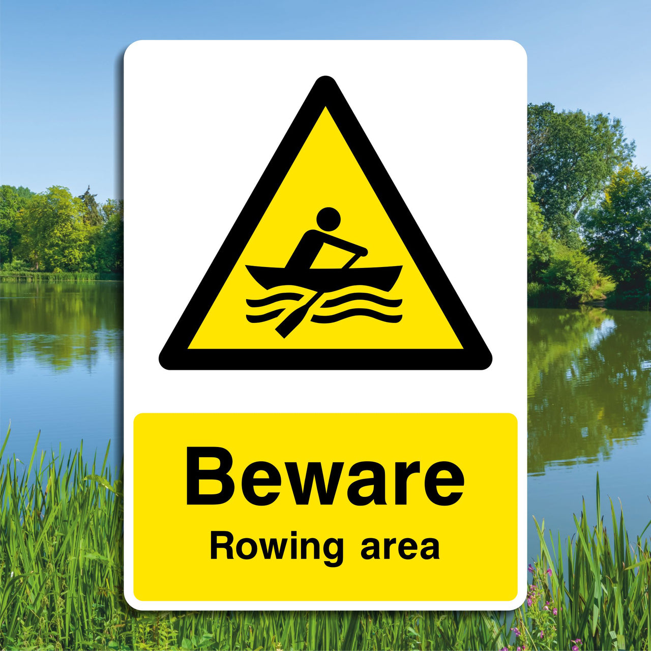 Beware Rowing Area Sign