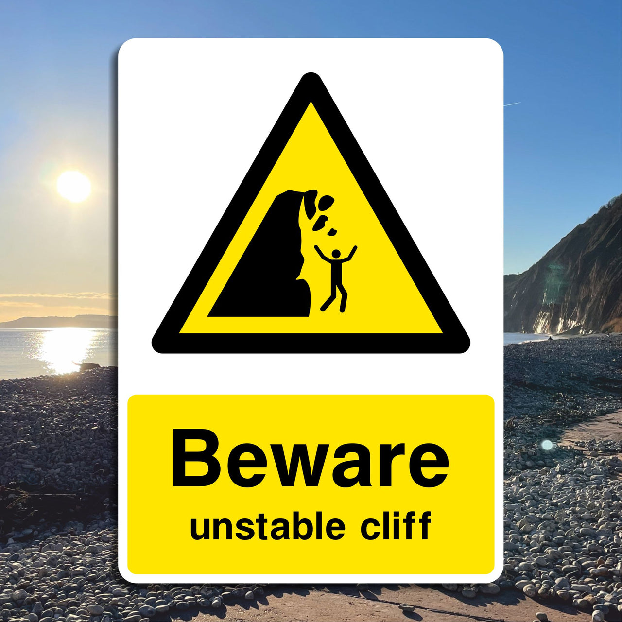 Beware Unstable Cliff Sign