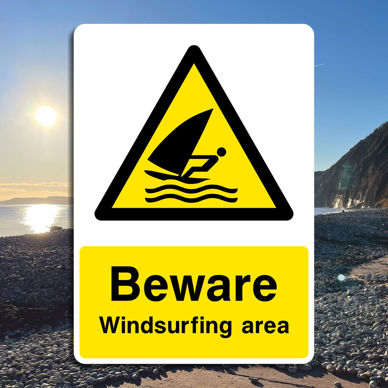 Beware Windsurfing Area Sign