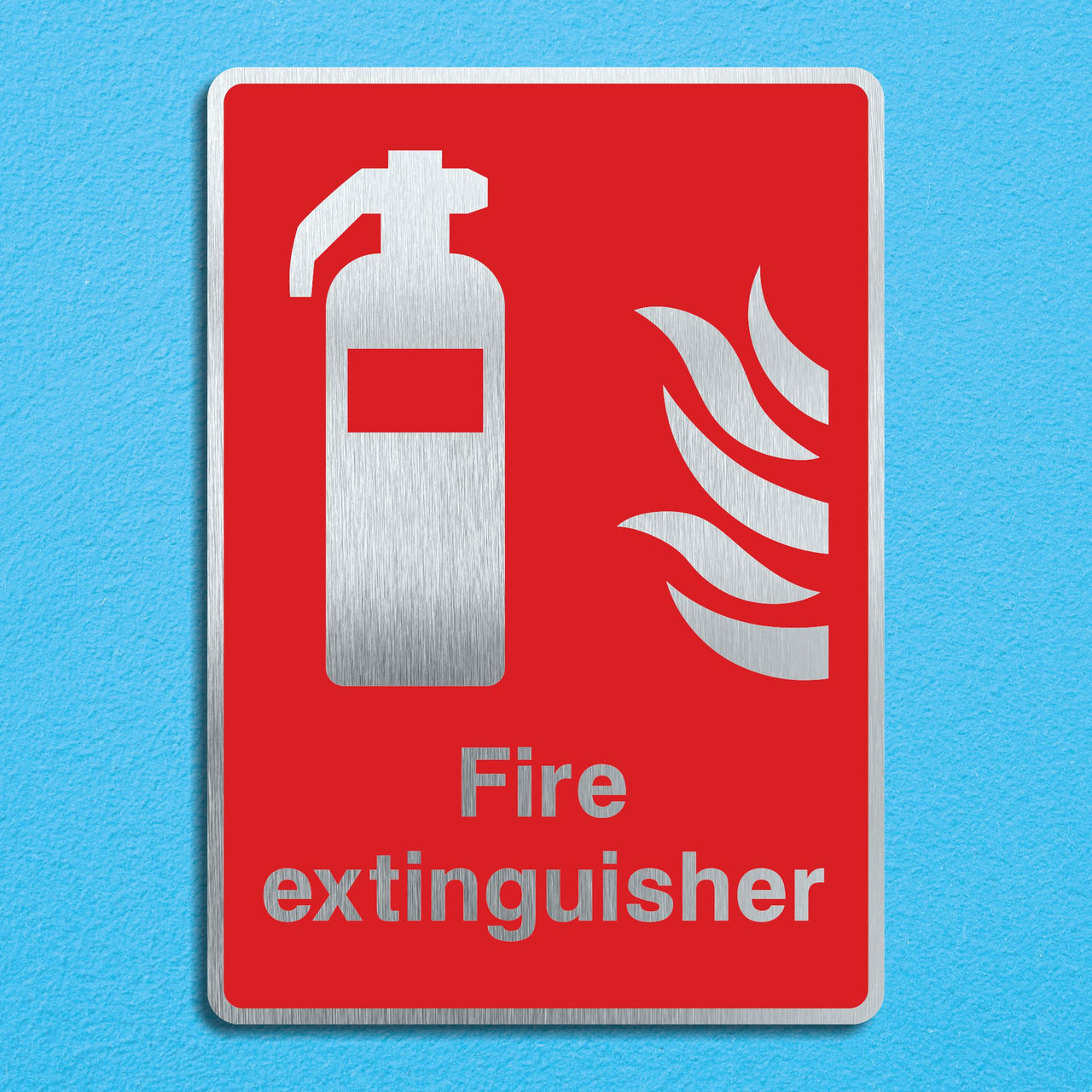 Fire Extinguisher Sign - Brushed Silver Finish