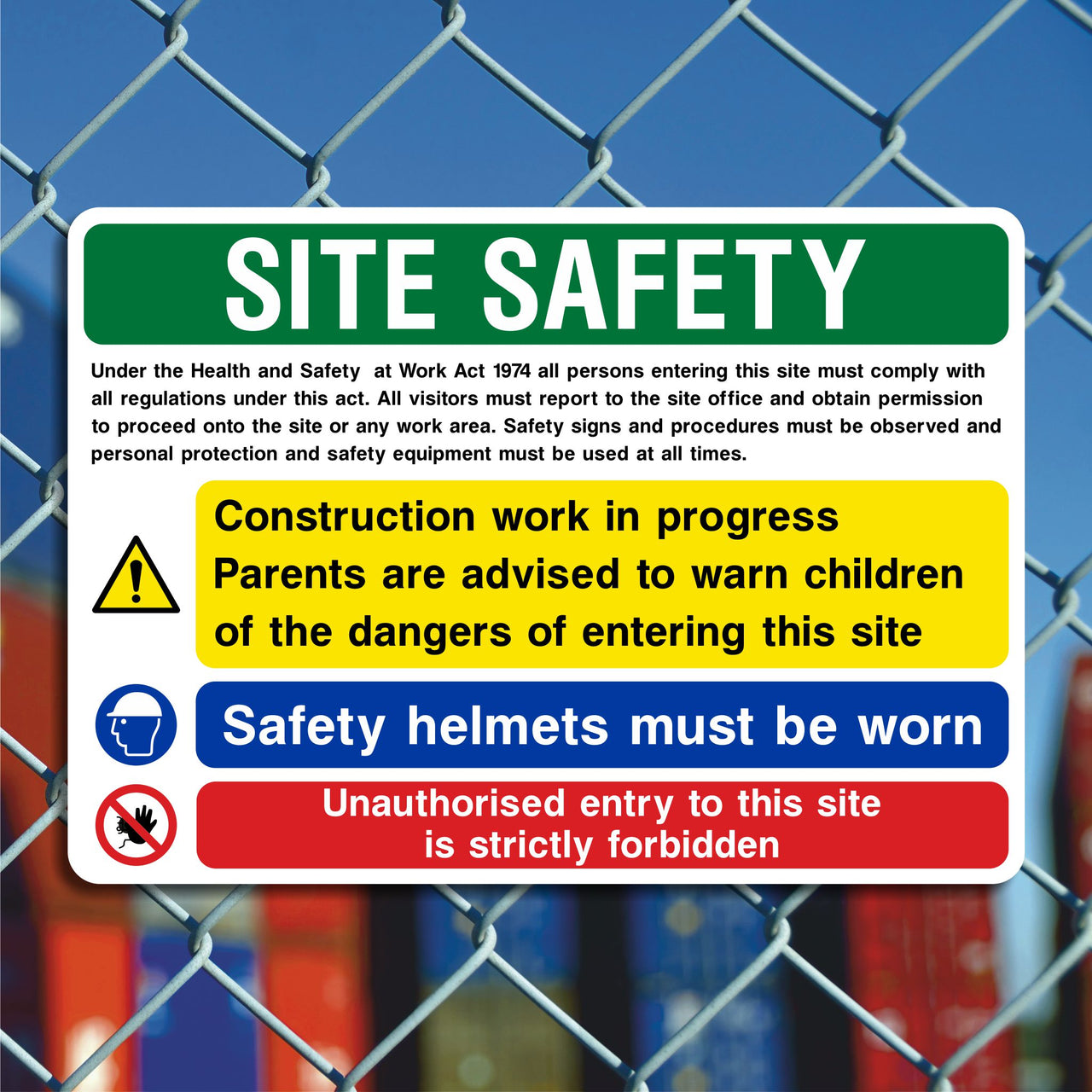 Site Safety Sign Construction Work in Progress