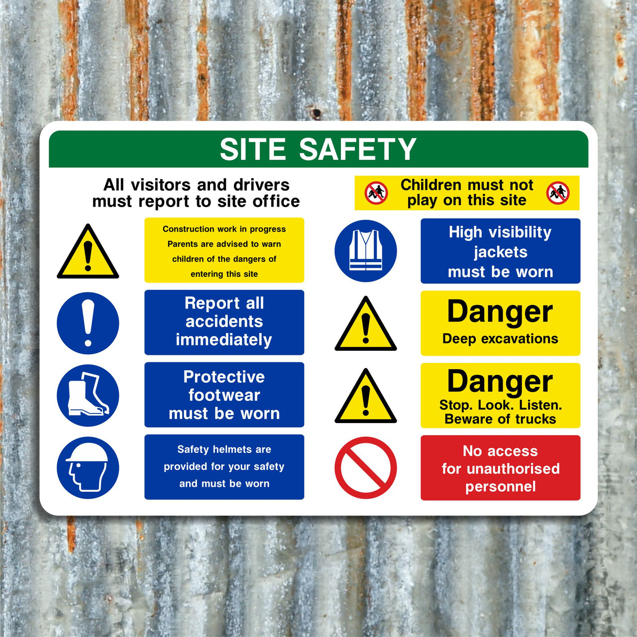 Site Safety Sign Visitors Must Report to Site Office