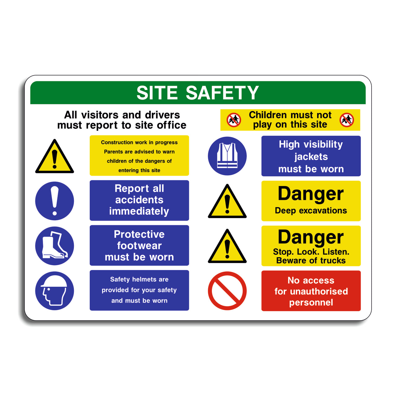 Site Safety Sign Visitors Must Report to Site Office