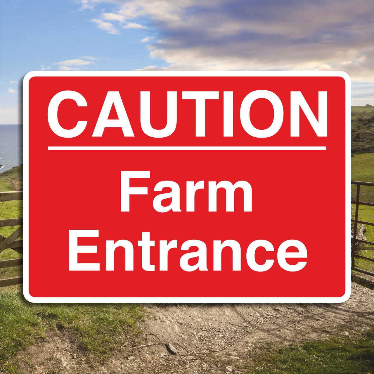Caution Farm Entrance Sign