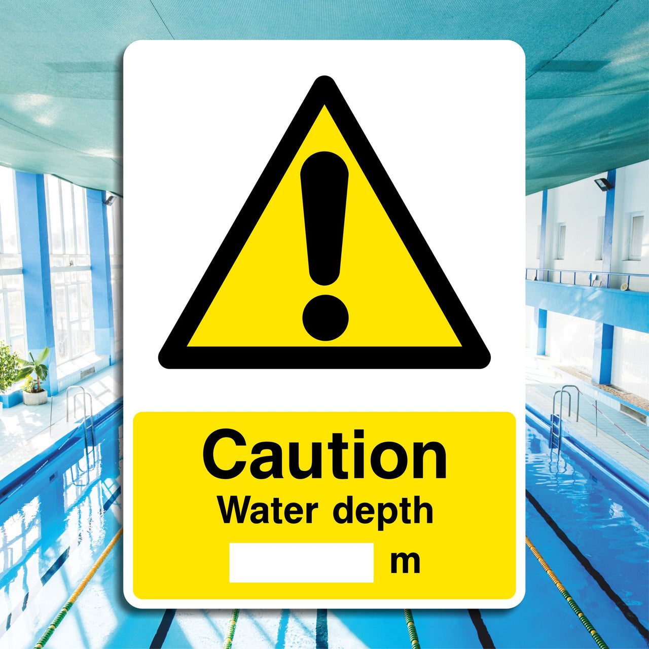 Caution Water Depth M Sign