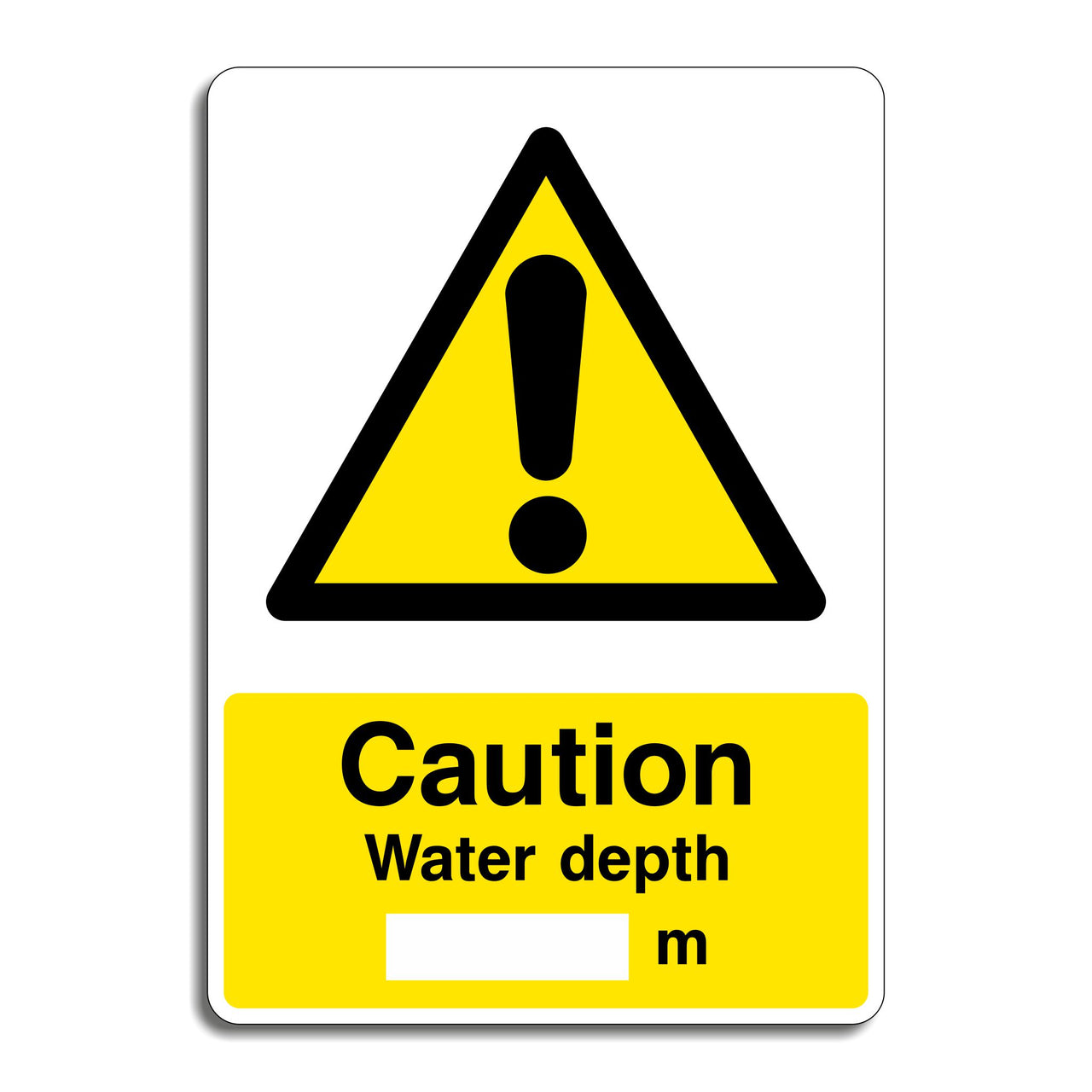 Caution Water Depth M Sign
