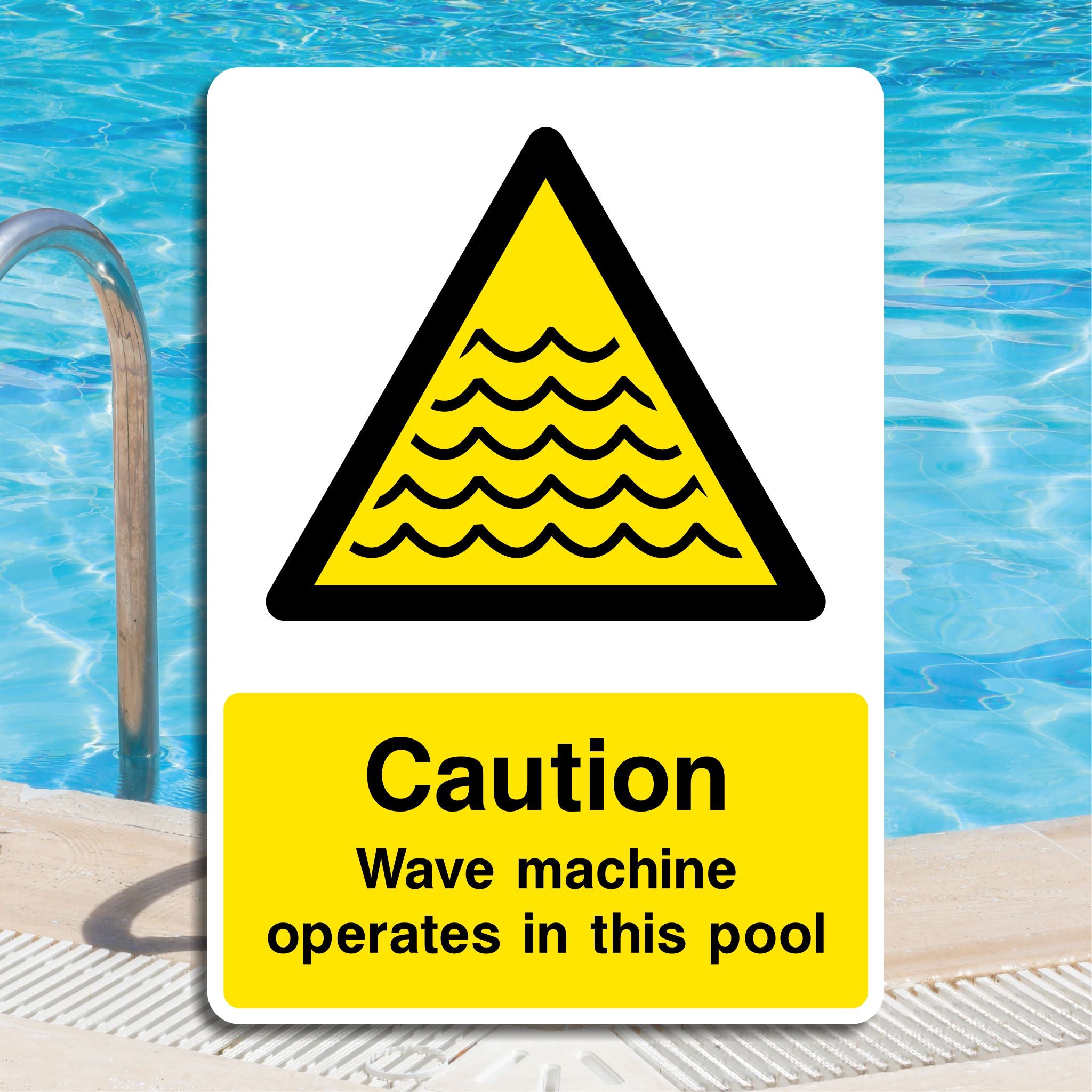 Caution Wave Machine Operates In This Pool Sign