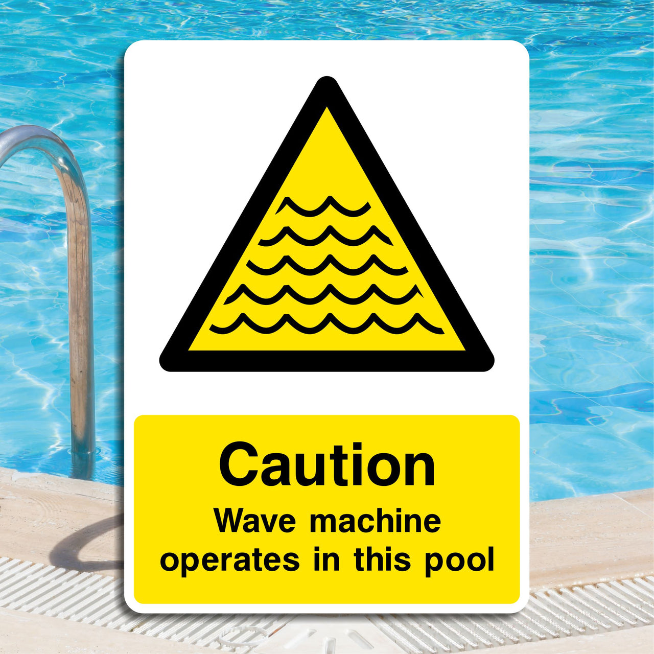 Caution Wave Machine Operates In This Pool Sign