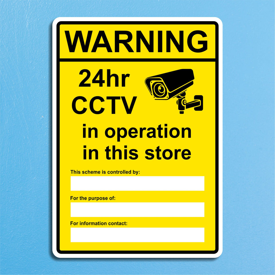 Warning 24hr CCTV In Operation In This Store Sign