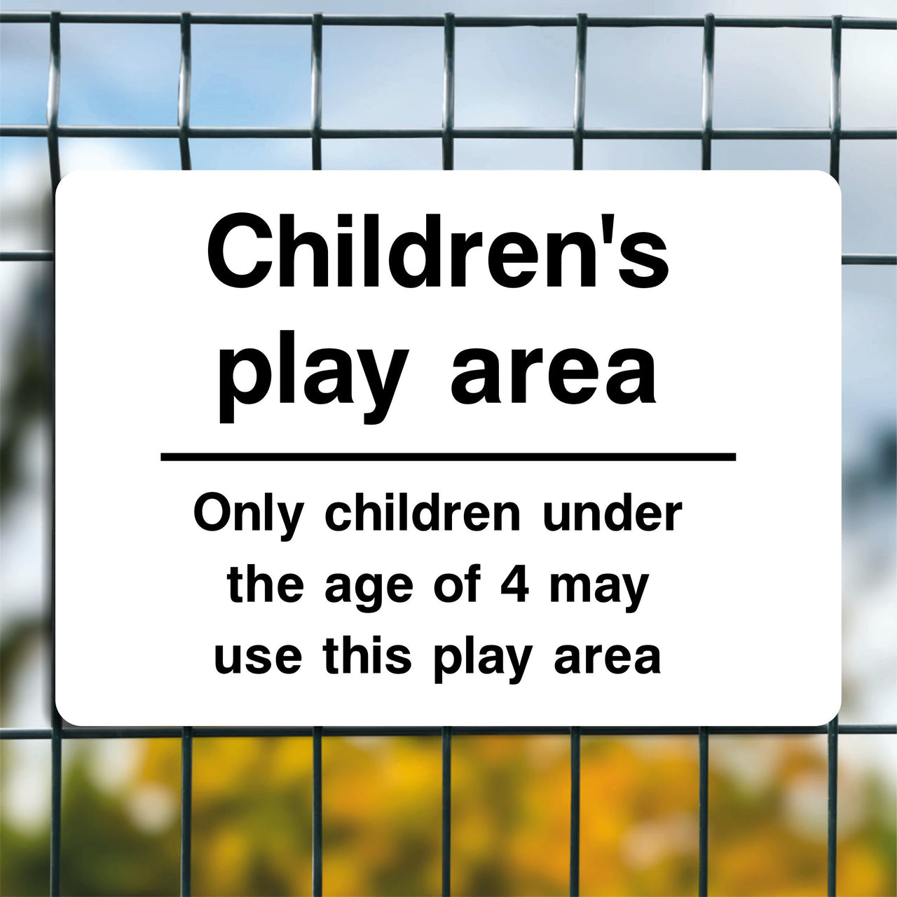 Children's Play Area Only Children Under The Age of 4 May Use This Play Area Sign