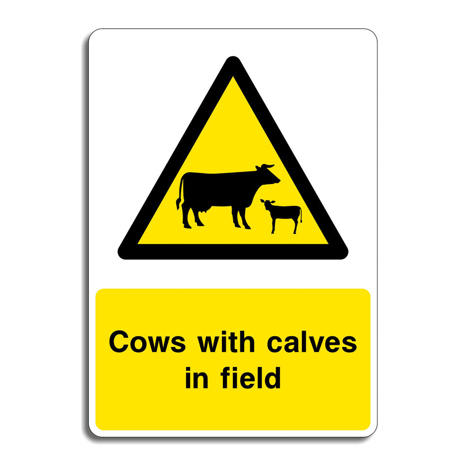 Cows with Calves in Field Sign
