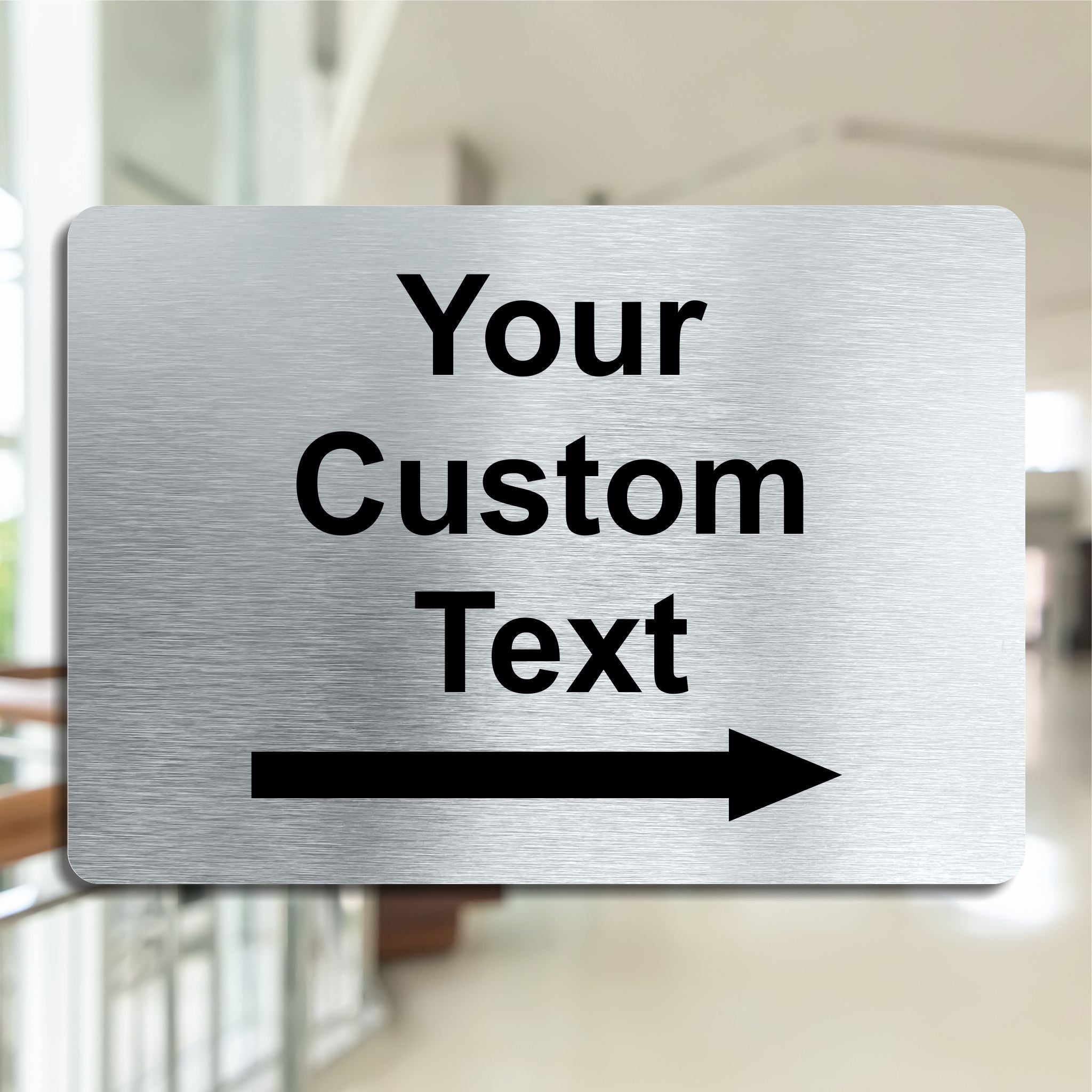 Custom Brushed Silver Directional Sign with Arrow