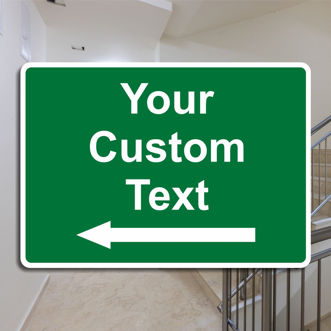 Custom Green Sign with Left Arrow