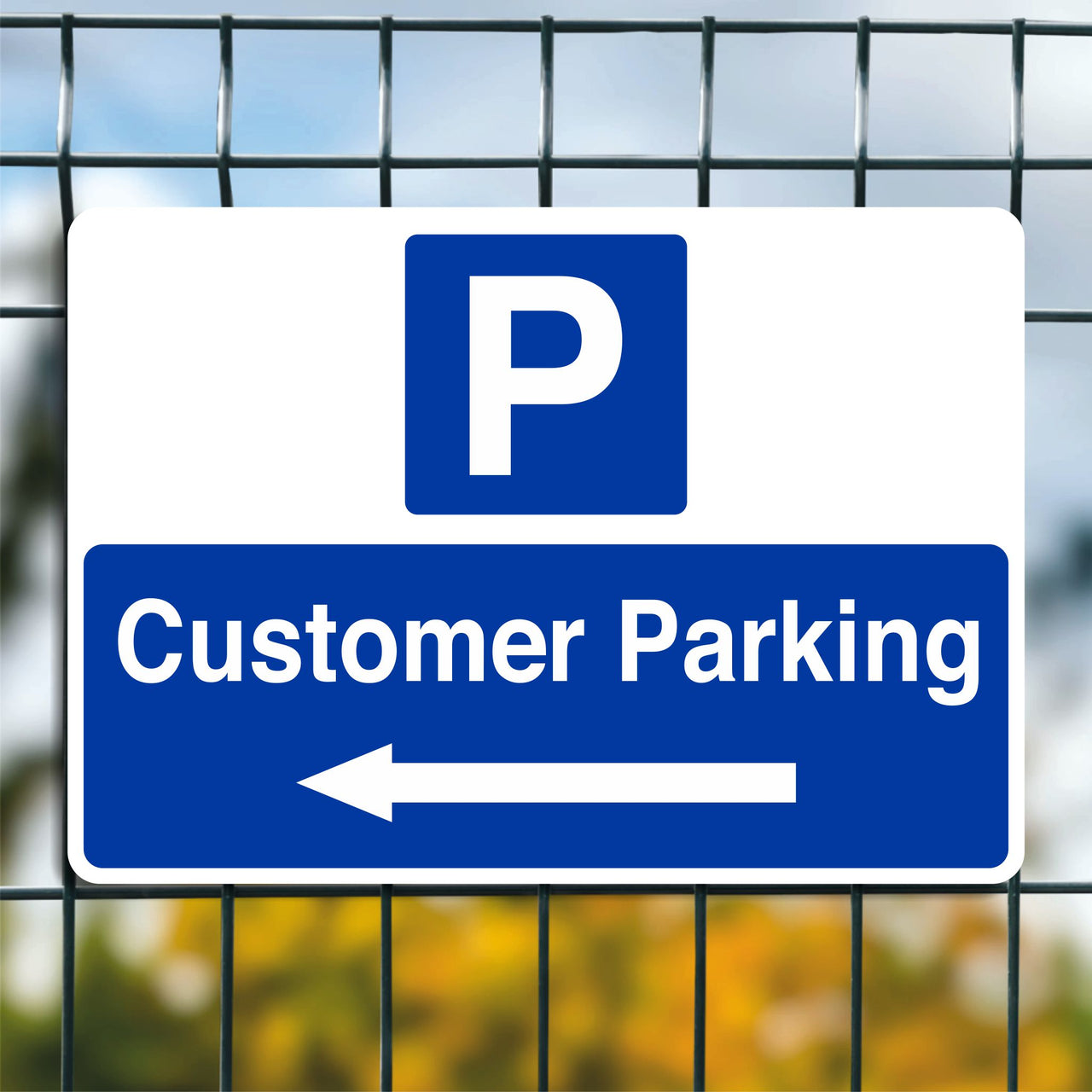 Customer Parking Sign with a Left Pointing Directional Arrow