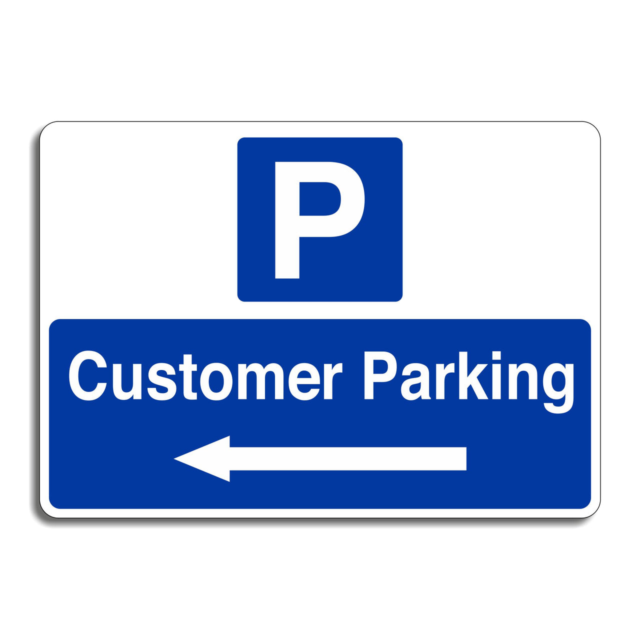 Customer Parking Sign with a Left Pointing Directional Arrow