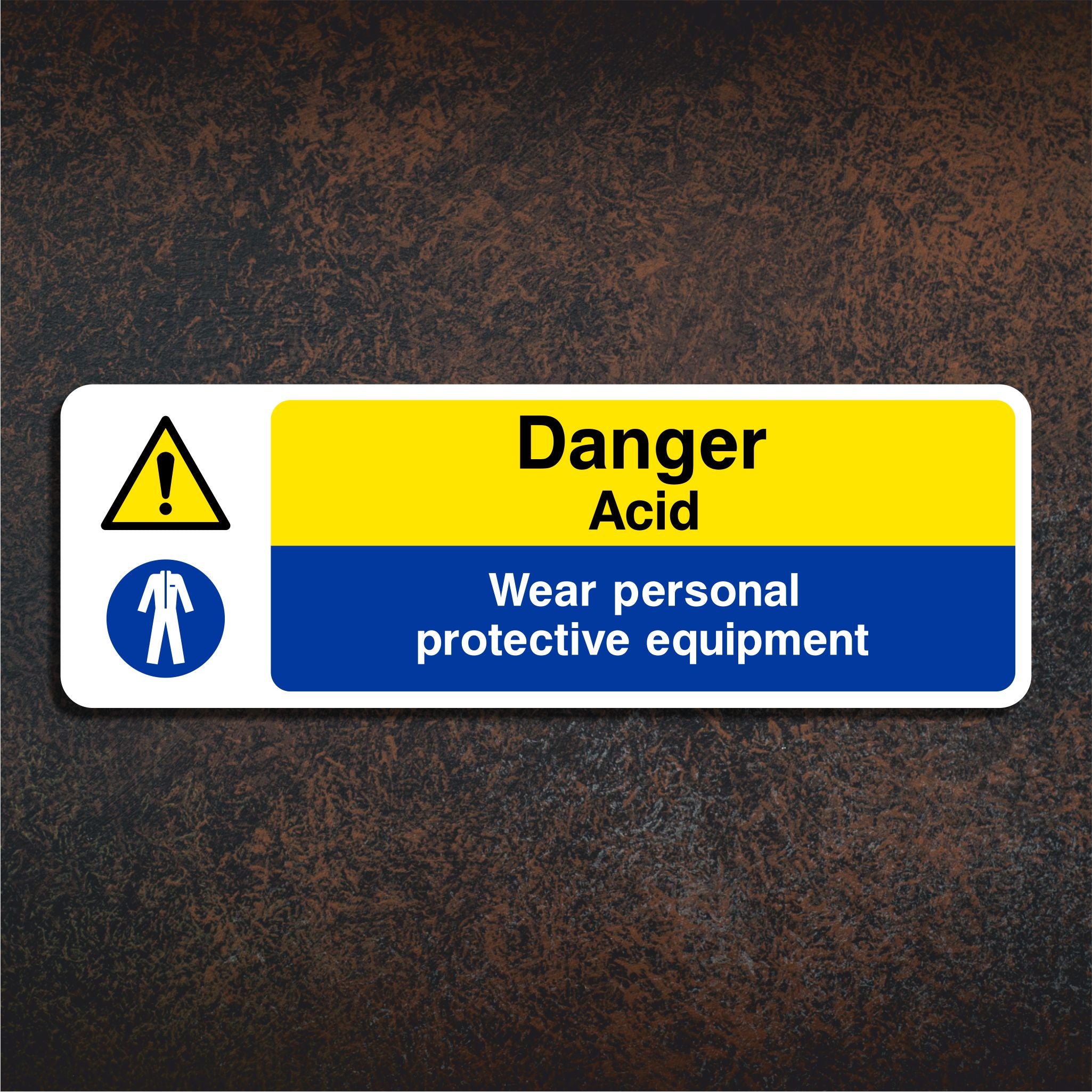 Acid Resistant Sign Danger Acid Wear Personal Protective Equipment Sign