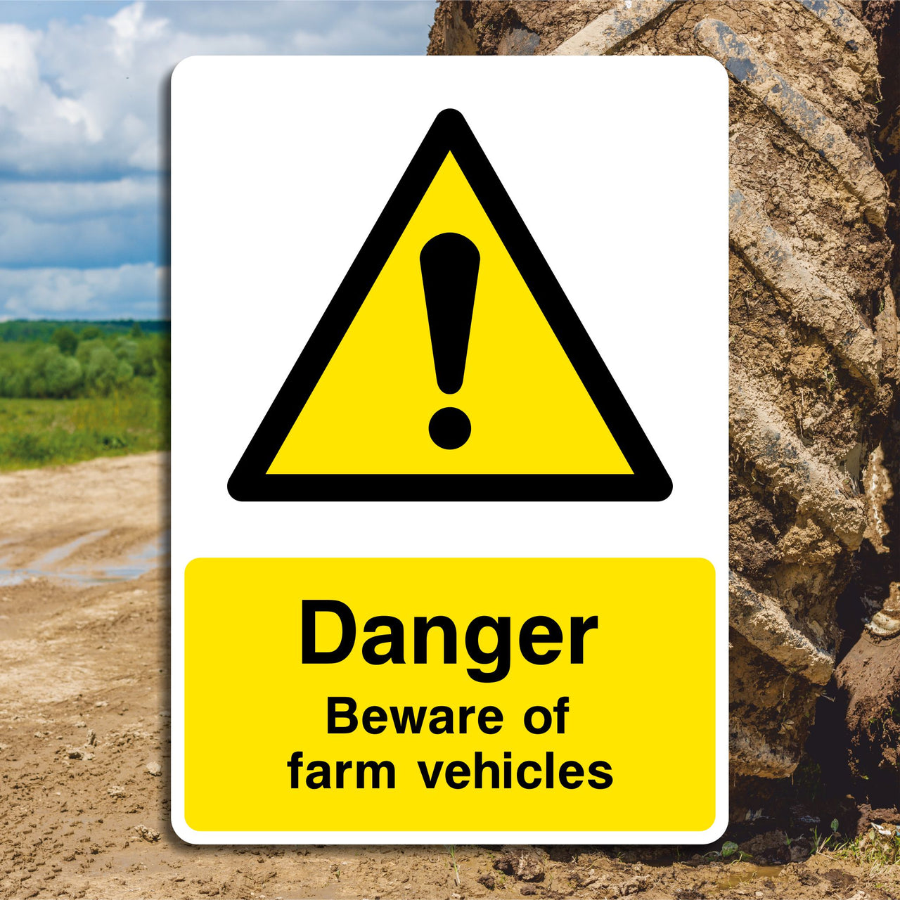 Danger Beware of Farm Vehicles Sign