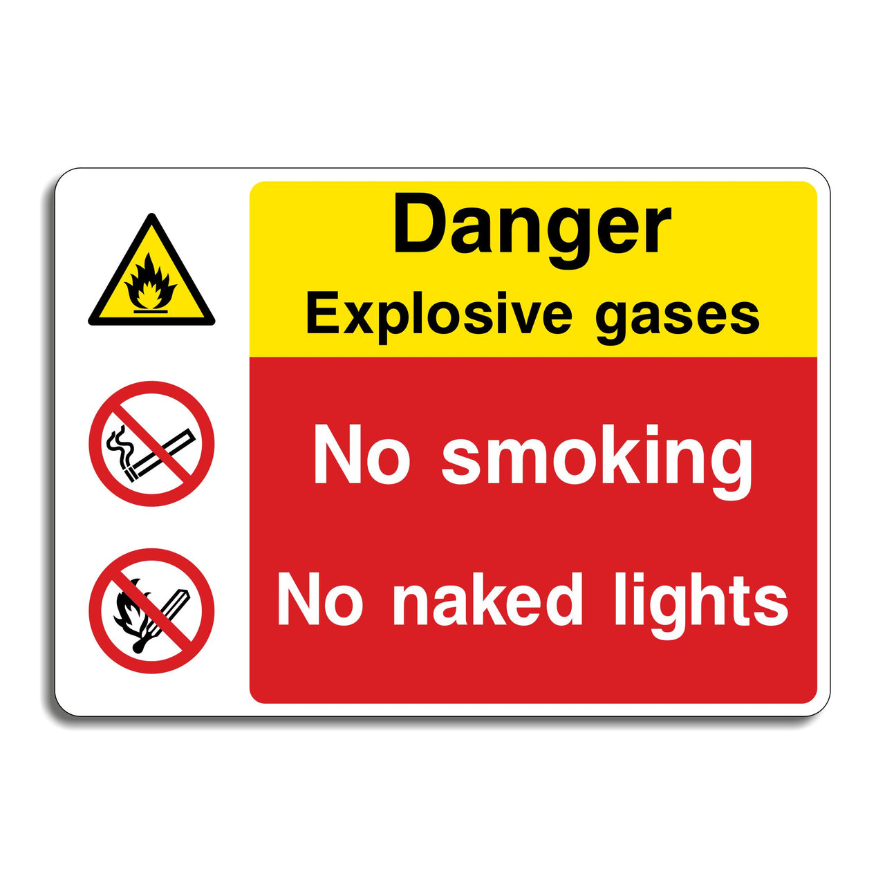 Danger Explosive Gases No Smoking Naked Lights Sign