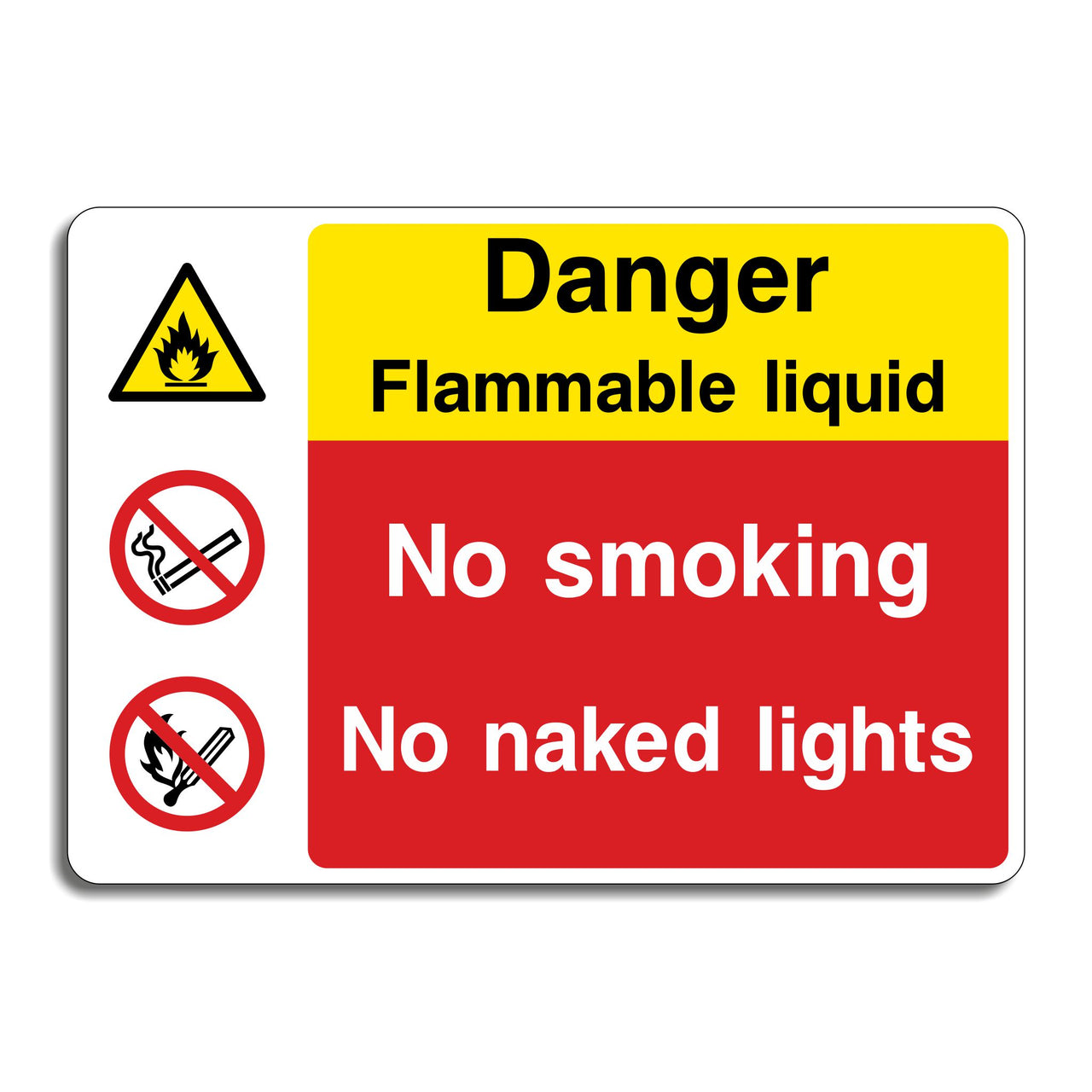 Danger Flammable Liquid No Smoking No Naked Lights Sign