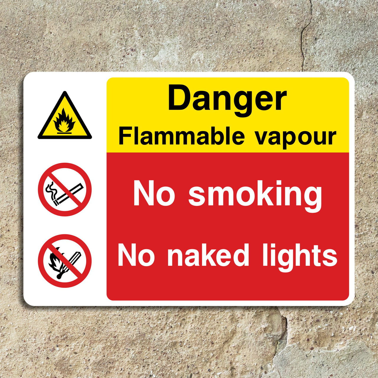Danger Flammable Vapour No Smoking Naked Lights Sign