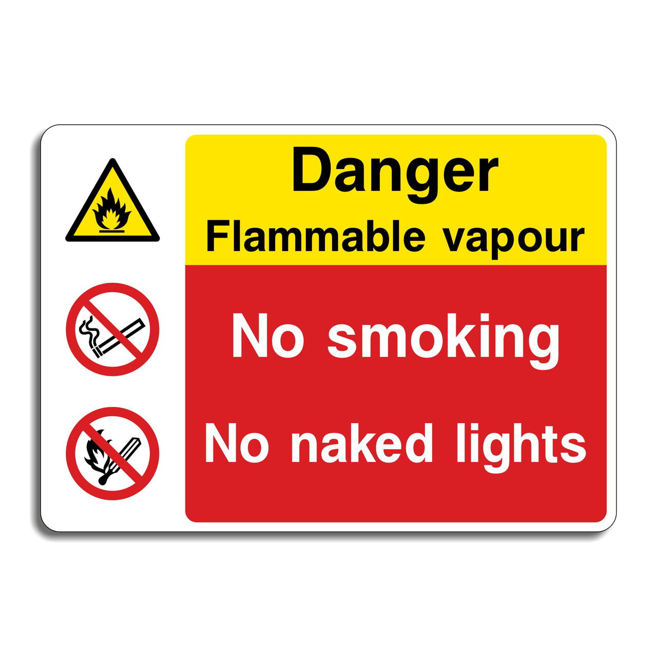 Danger Flammable Vapour No Smoking Naked Lights Sign