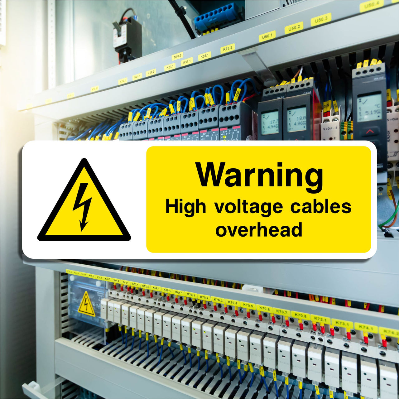 Warning High Voltage Cables Overhead Sign