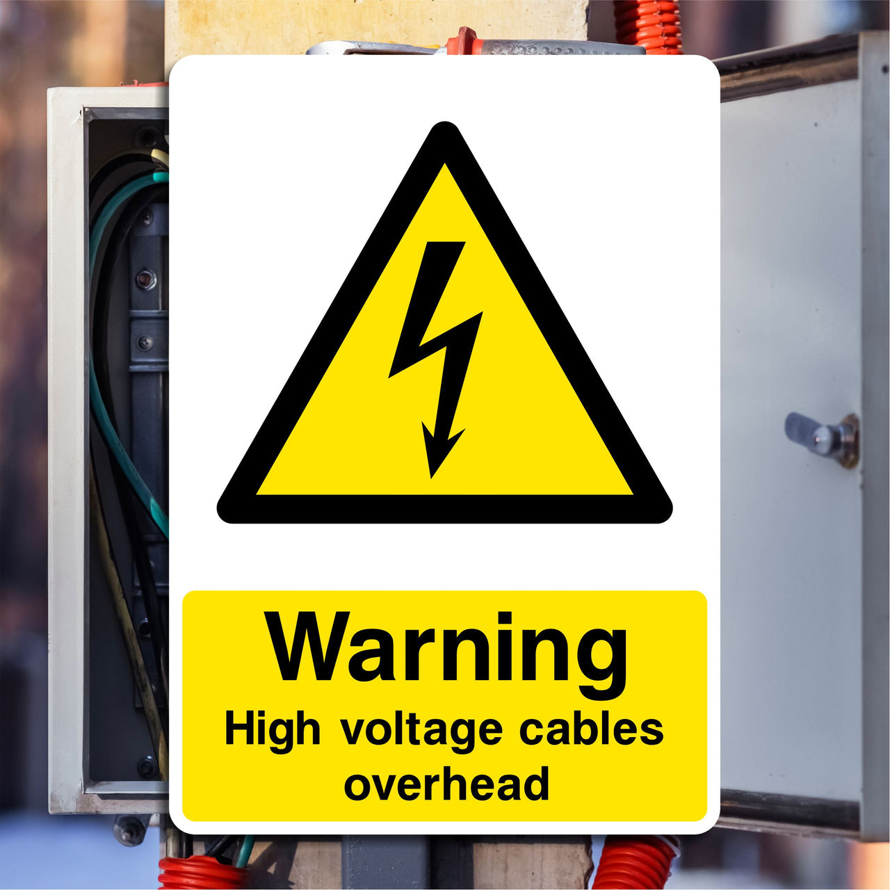 Warning High Voltage Cables Overhead Sign