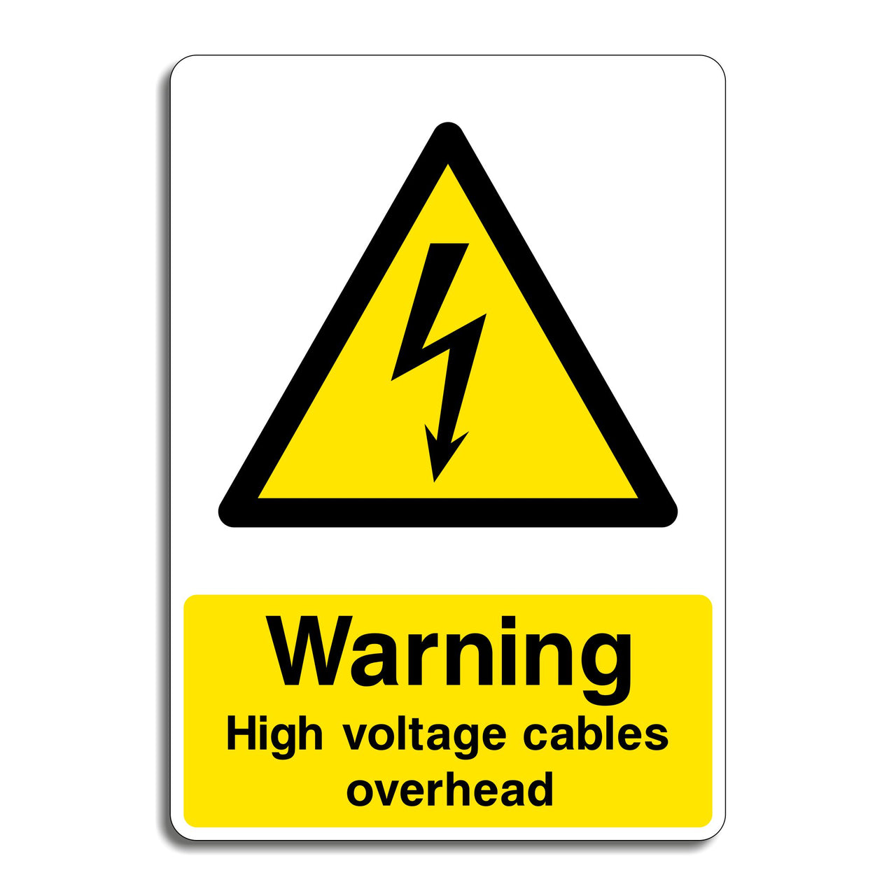 Warning High Voltage Cables Overhead Sign