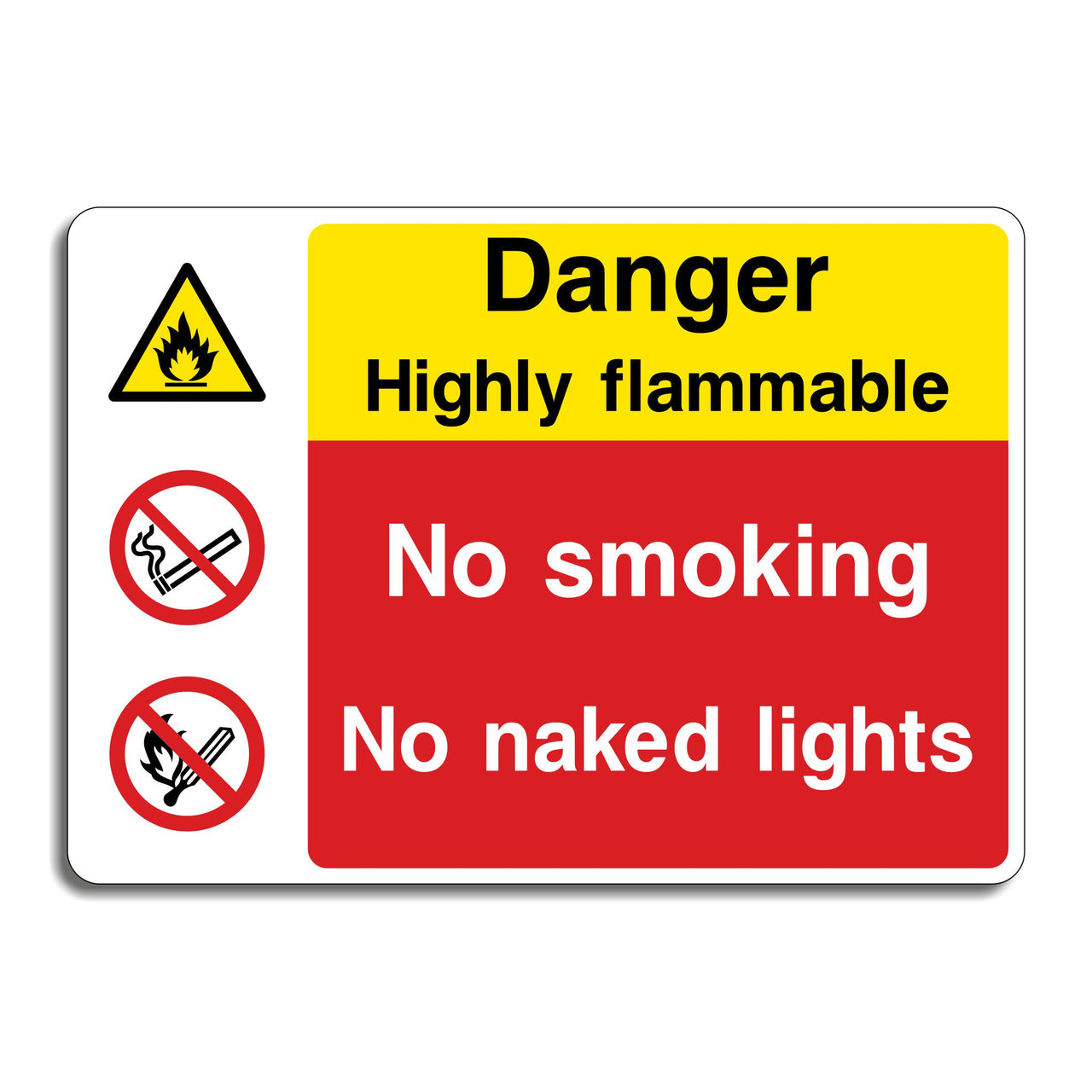 Danger Highly Flammable No Smoking No Naked Lights Sign