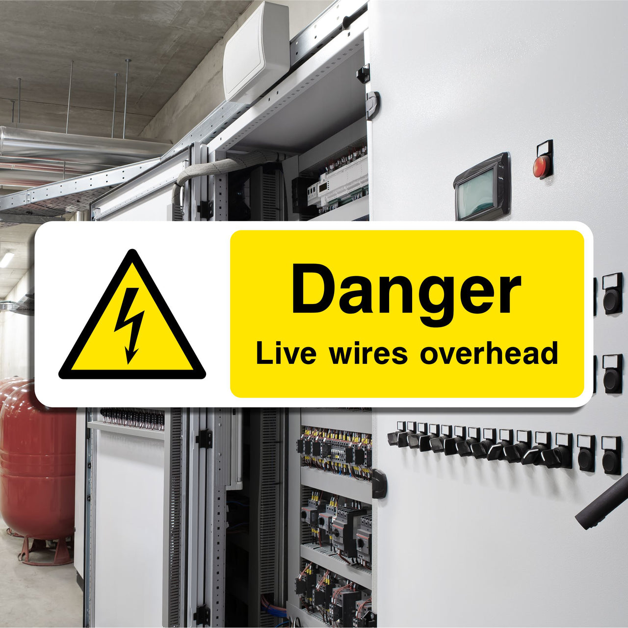 Danger Live Wires Overhead Sign