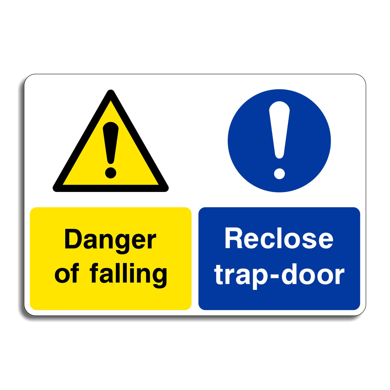 Danger of Falling Reclose Trap-Door Sign