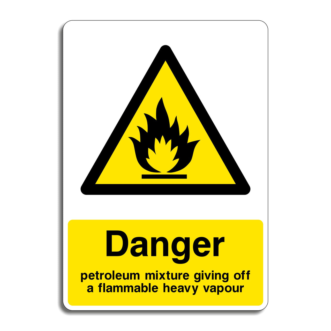 Danger Petroleum Mixture Giving Off A Flammable Heavy Vapour Sign