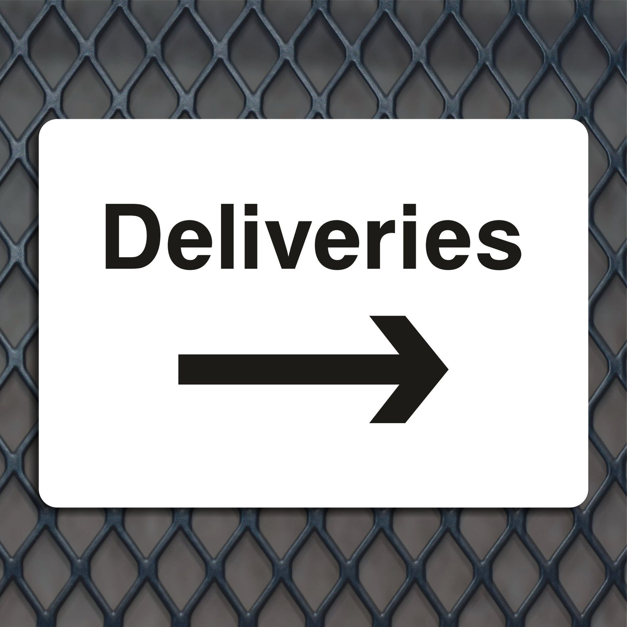 Deliveries Sign with Right Directional Arrow