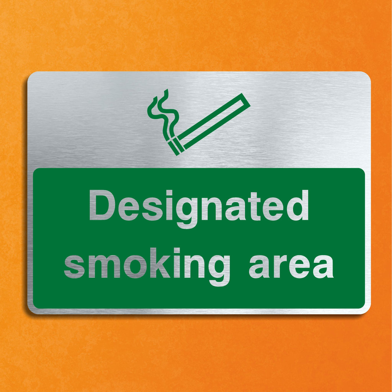 Designated Smoking Area Brushed Aluminium Sign