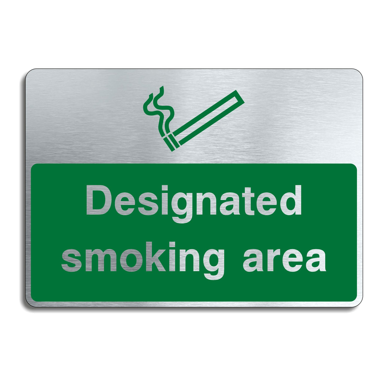 Designated Smoking Area Brushed Aluminium Sign