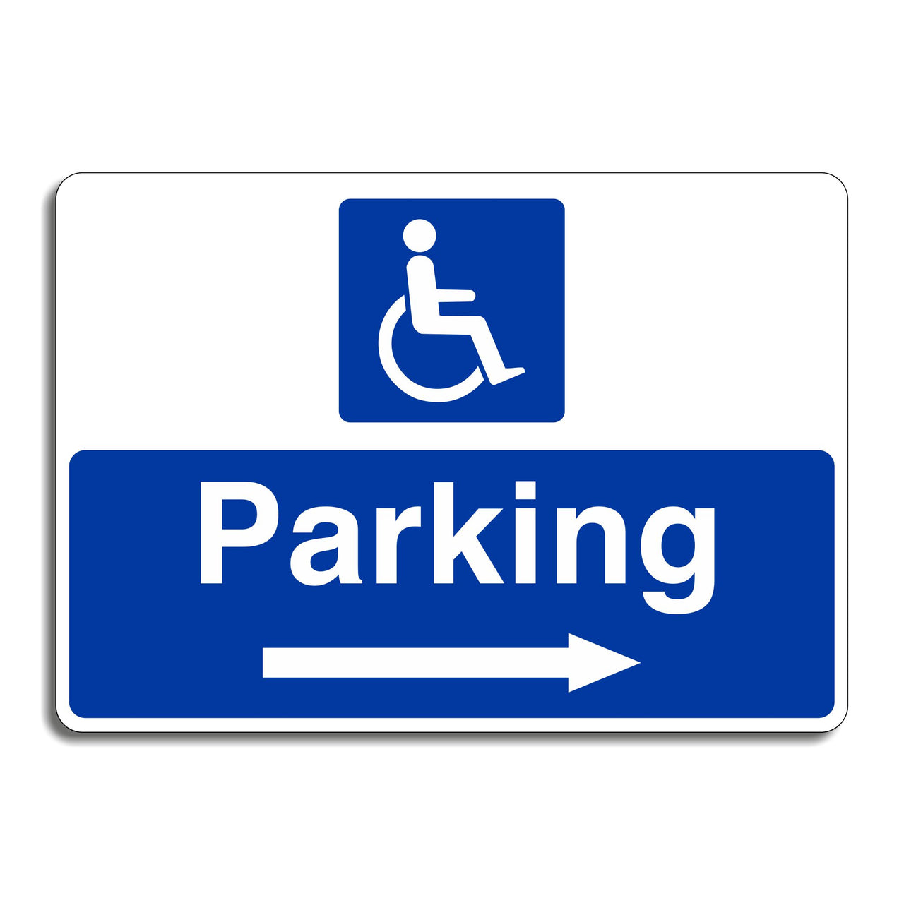 Disabled Parking Sign with a Right Pointing Directional Arrow
