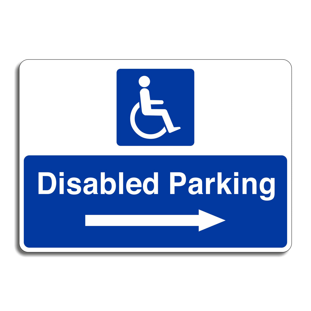 Disabled Parking Sign with a Right Pointing Directional Arrow